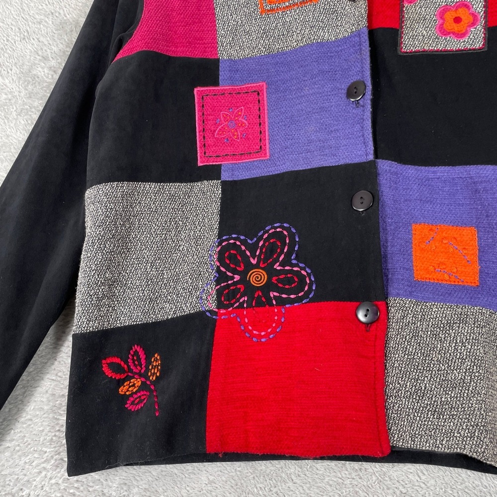 Koret Patchwork Jacket Womens Medium Black Floral… - image 5